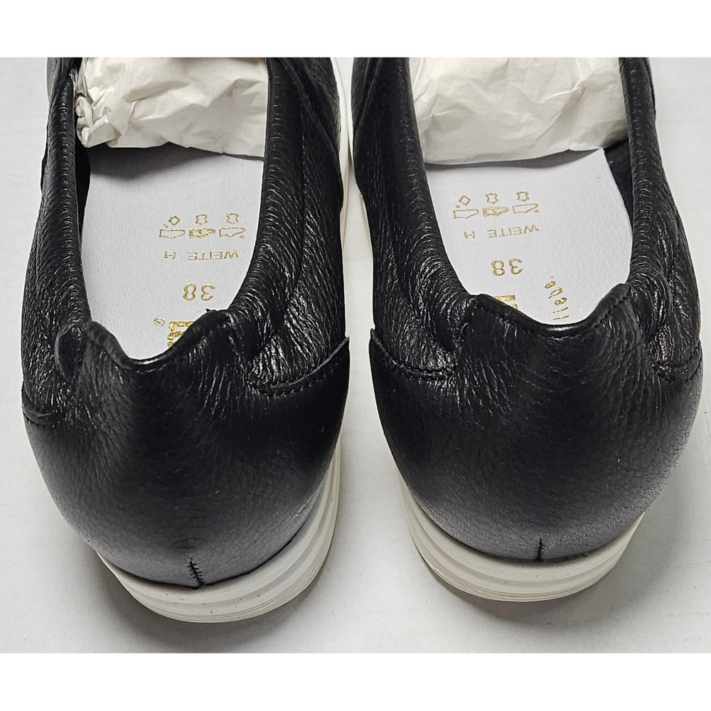 Vitaform Black Leather Tassel Loafers Slip On Low Wedge Shoes Womens 7.5/38 NEW - Picture 6 of 13